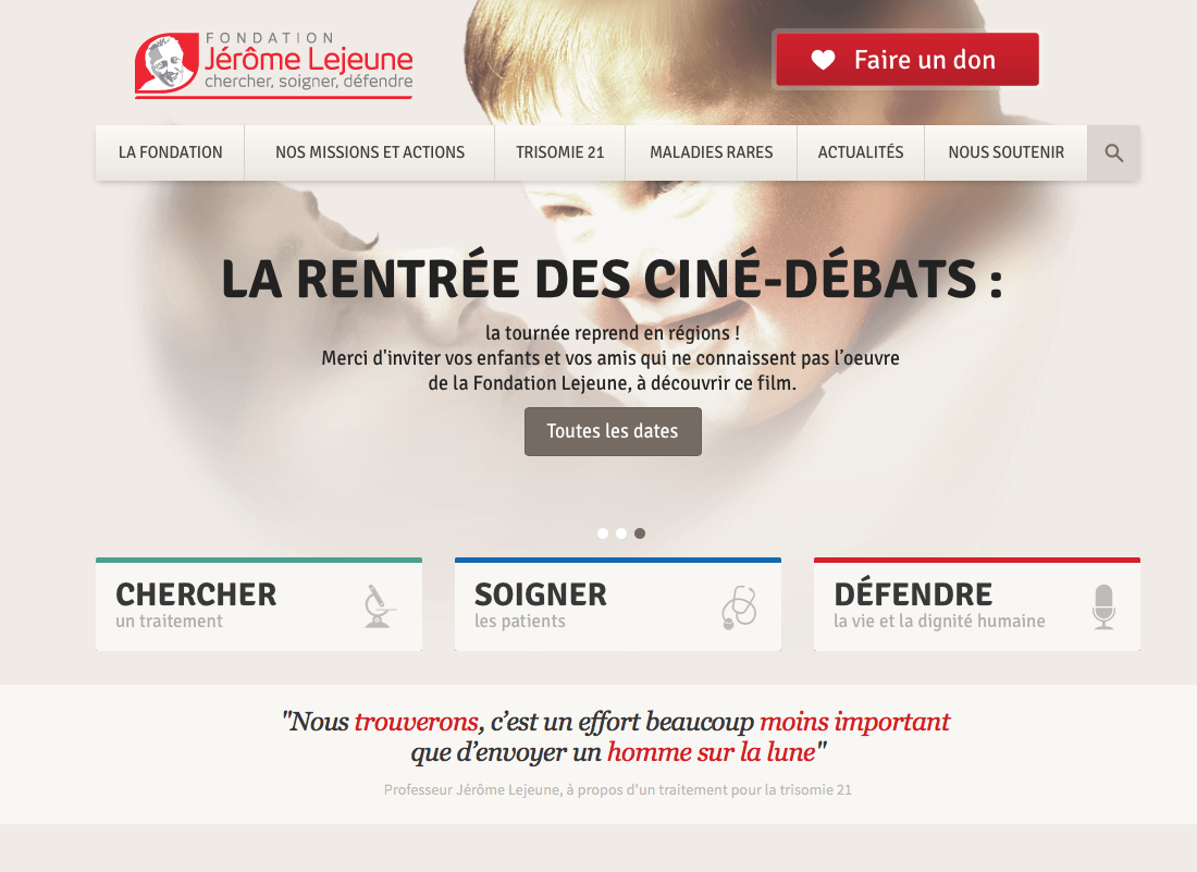 Traduction de site internet  pour l'Institut Jérome Lejeune